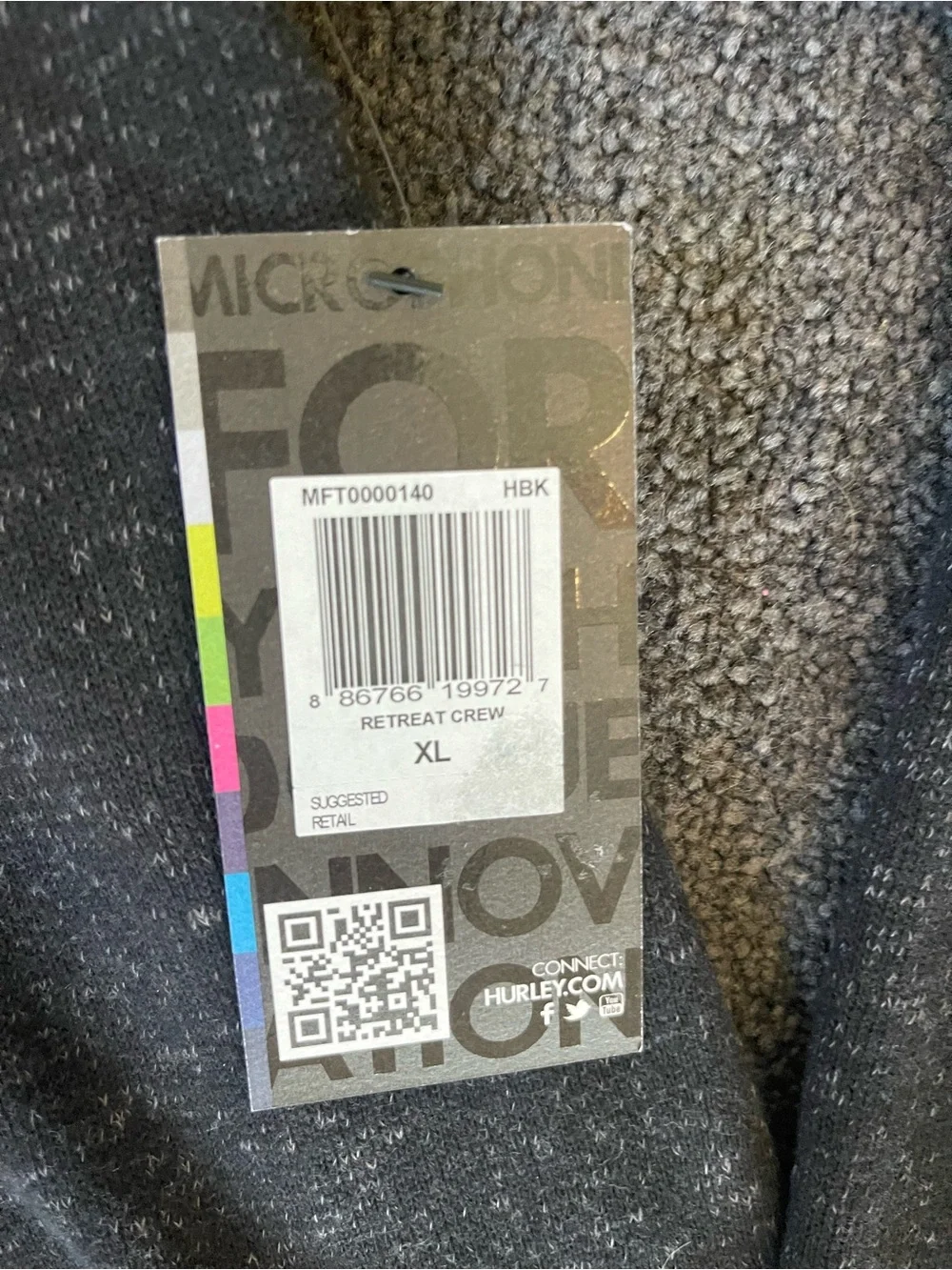 Hurley Men's Charcoal Heather Crewneck Sweater